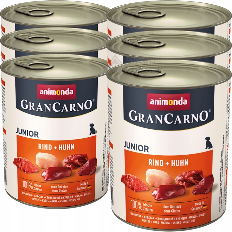Levně Animonda Pes GranCarno Junior Set 6x800g Hovězí maso kuřecí konzerva