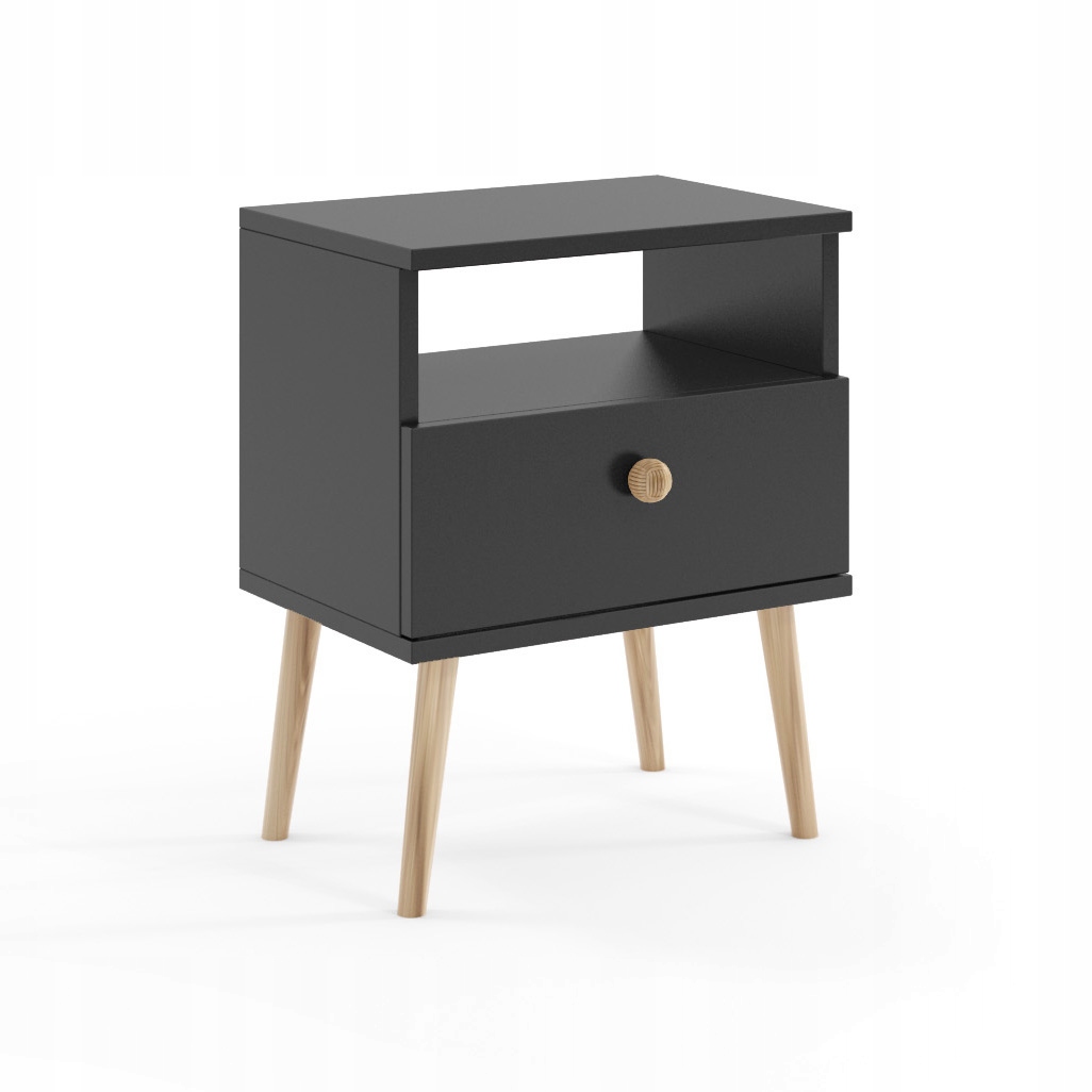 Stolik Nocny BOHO drewniane nogi - Dąb Craft złoty Wysokość mebla 55 cm