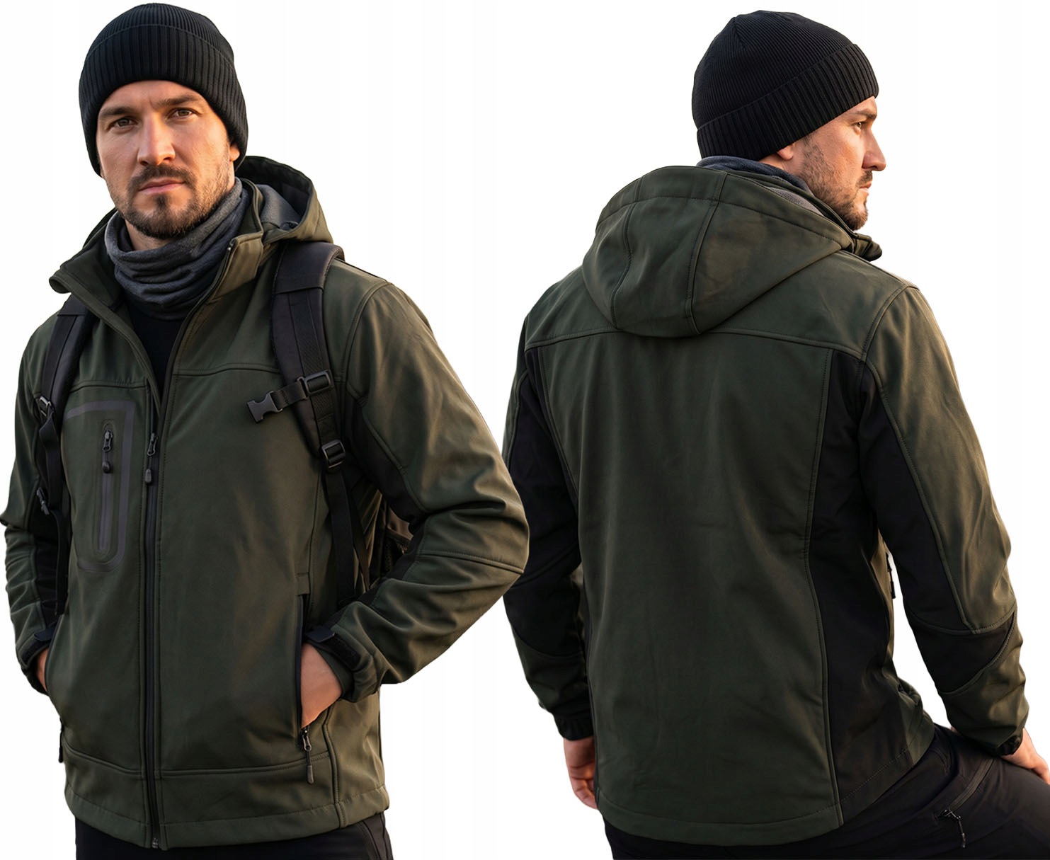 Pánská khaki softshellová bunda Denley Lotario velikost XL