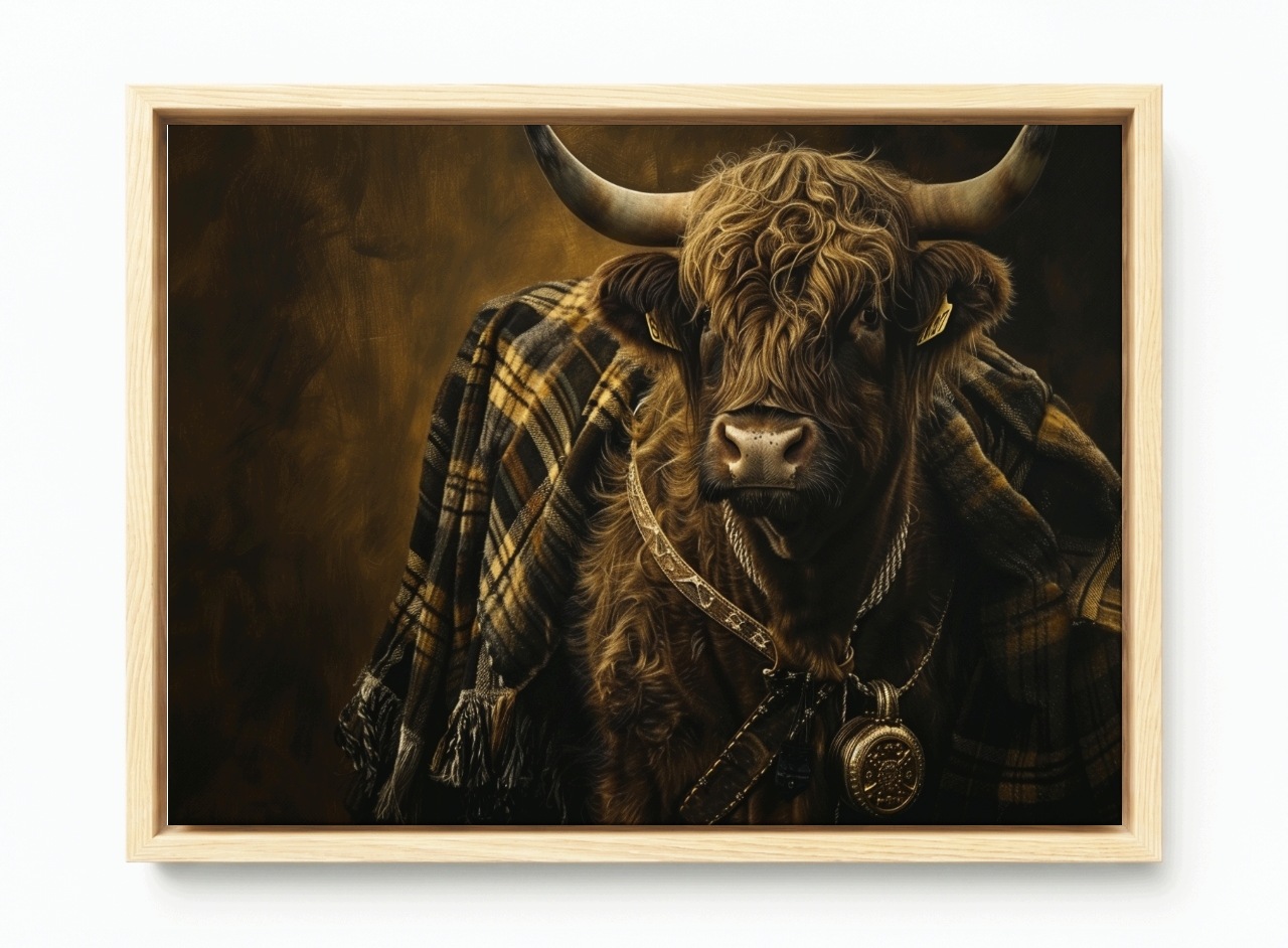 Obraz Rám Americký Box Skotská Kráva Highland Skotsko Deka Krata 120x80