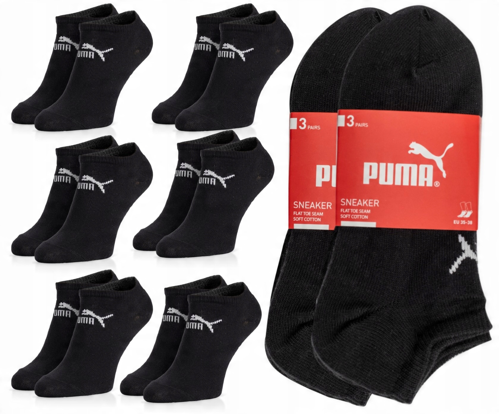 

Puma skarpety stopki 6 par 35/38 czarne