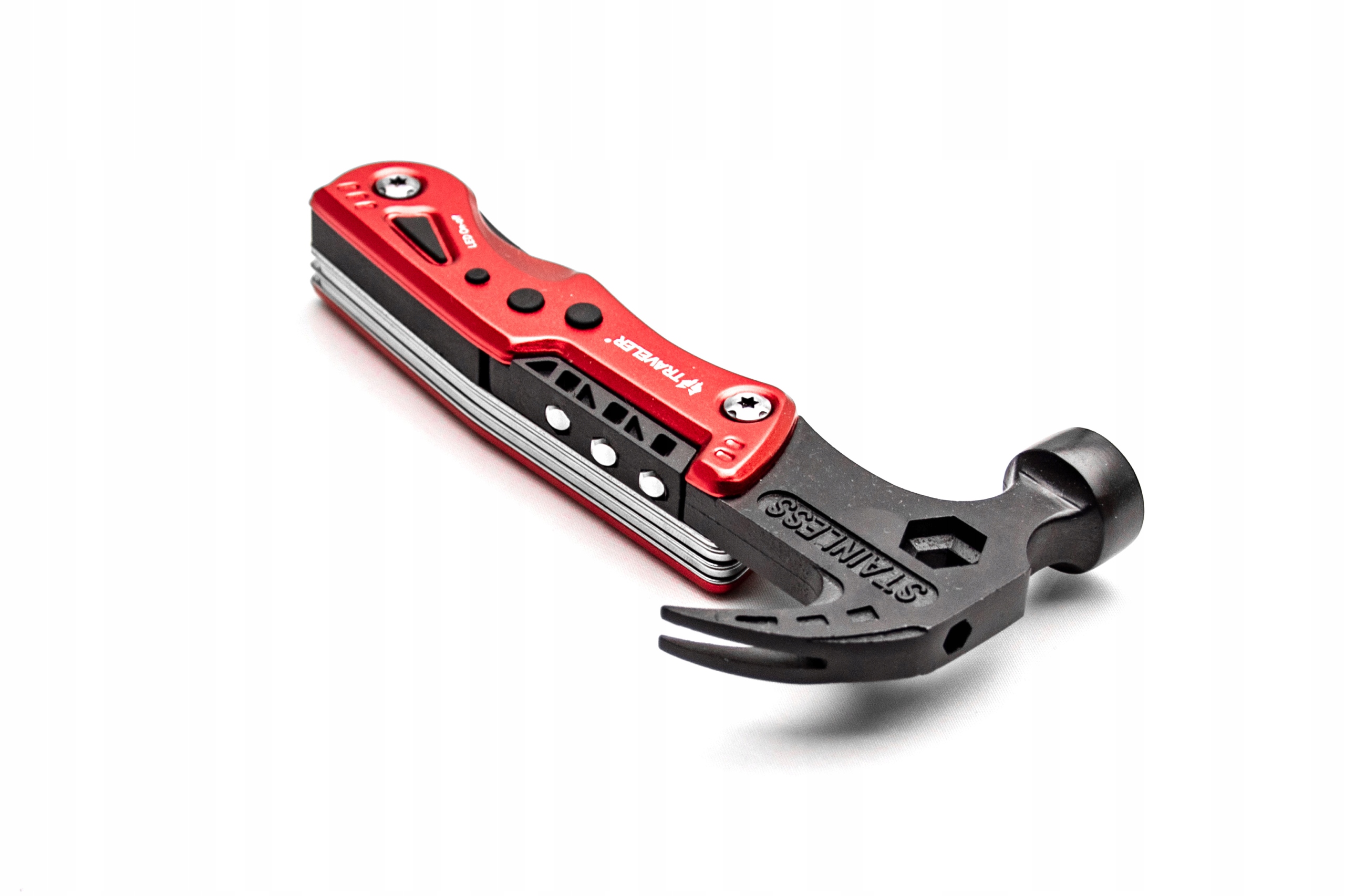 Multitool Traveler Nůž Svítilna Kladivo Bity Pouzdro