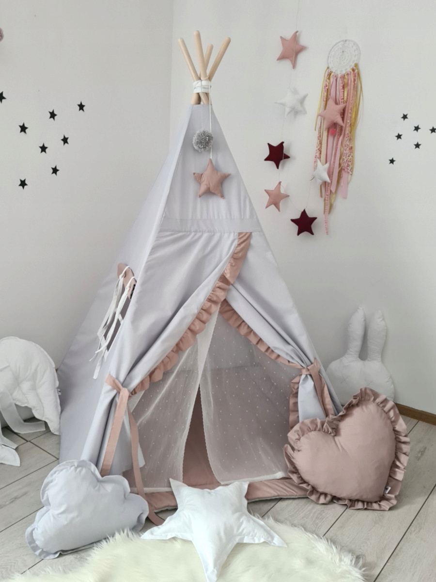 NOWOŚĆ! Namiot Tipi POPIEL Z FALBANKĄ I FIRANKĄ EAN (GTIN) 0641094814601