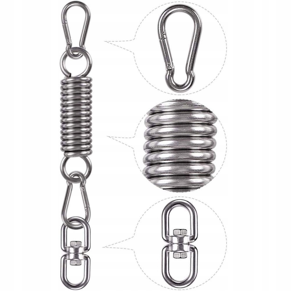 ZESTAW ZAWIESZENIA SPRĘŻYNOWEGO Z OBROTOWYMI HACZYKAMI DO HUŚTAWKI, HAMAK Rodzaj inny