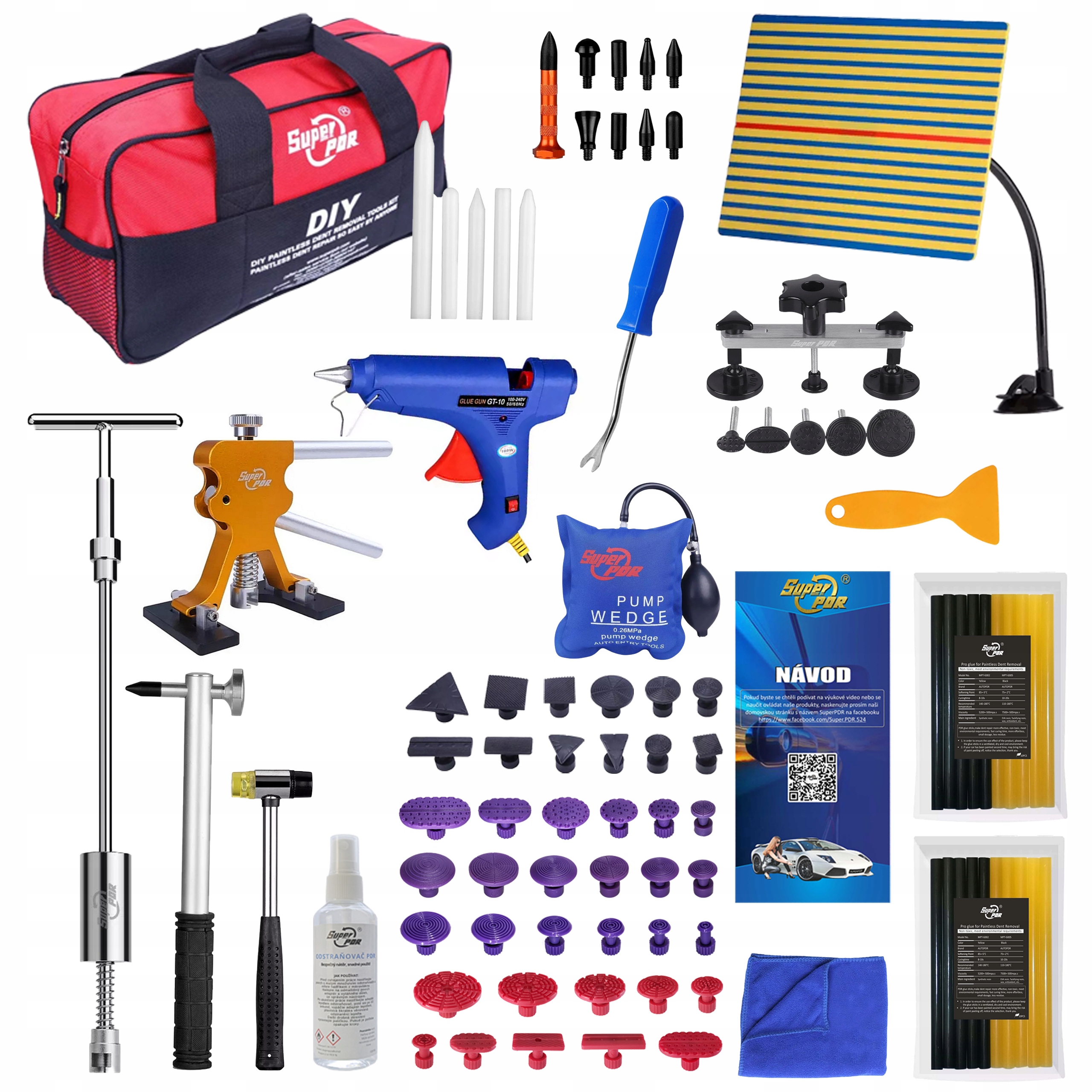 Sada nástrojů pro odstranění vytahování promáčklin pdr silné lepidlo xxl