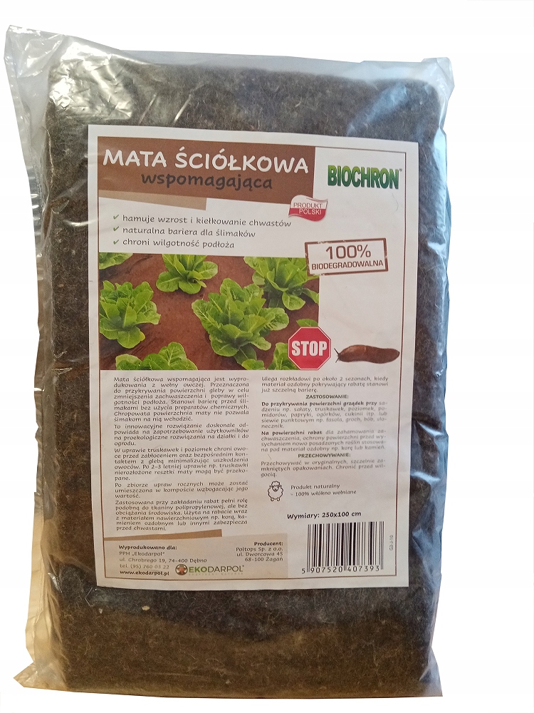 Ekodarpol Biochron Mata ściółkowa 250x100 Poltops 100% Wełna Owcza 9 Szt.