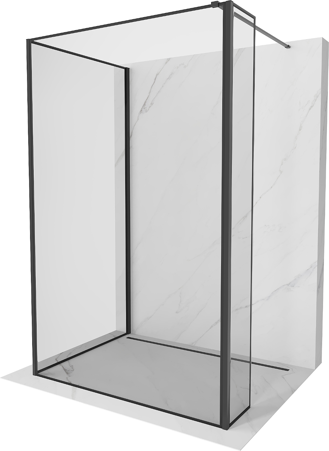 Ścianka szyba prysznicowa 110x80x40 Walk In Mexen Kioto 8 mm czarna ramka