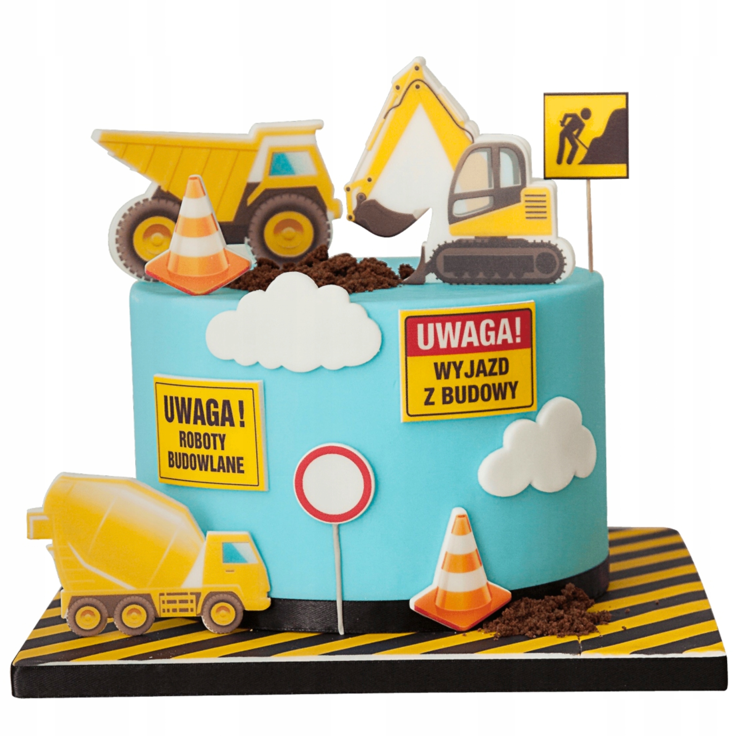 Levně Sada dekorací na dort Stavba 11 El 2D figurky ozdoby oplatek