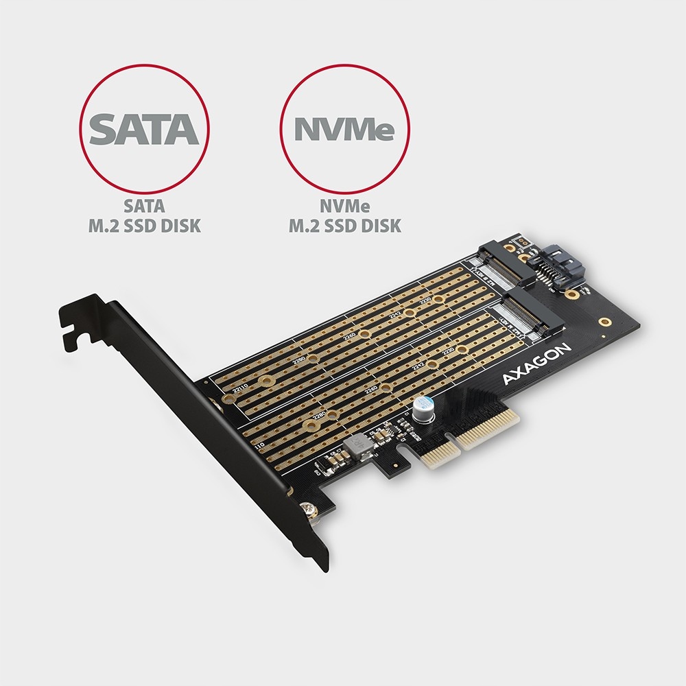 Adapter wewn do PC 2x SSD M2 PCIe M-key SATA B-key Marka Axagon