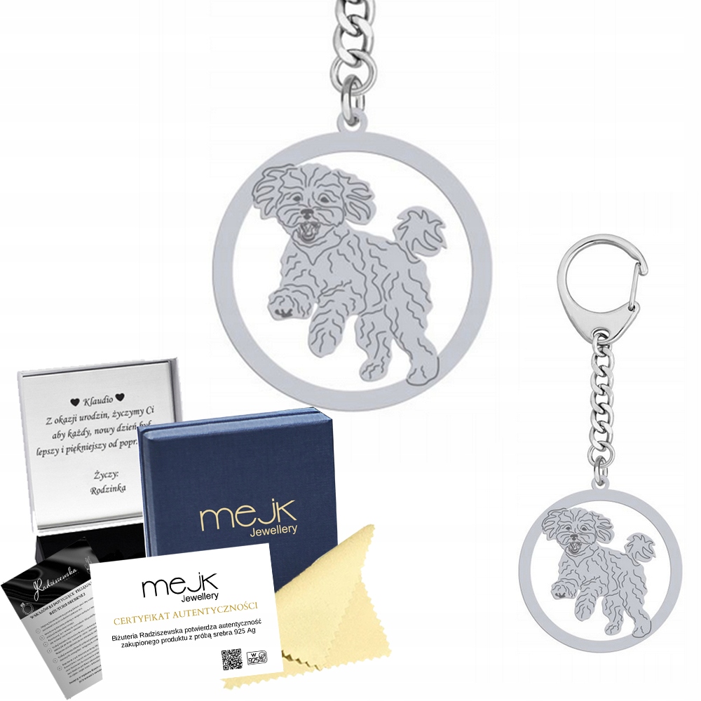 Přívěsek Na Klíče na klíče Maltipoo Stříbro 925 Šperky Dárek Žena Gravírování