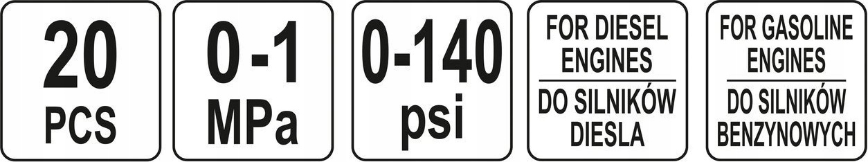 YATO TESTER MIERNIK CISNIENIA PALIWA WTRYSKU 20 cz Producent code YT 73025