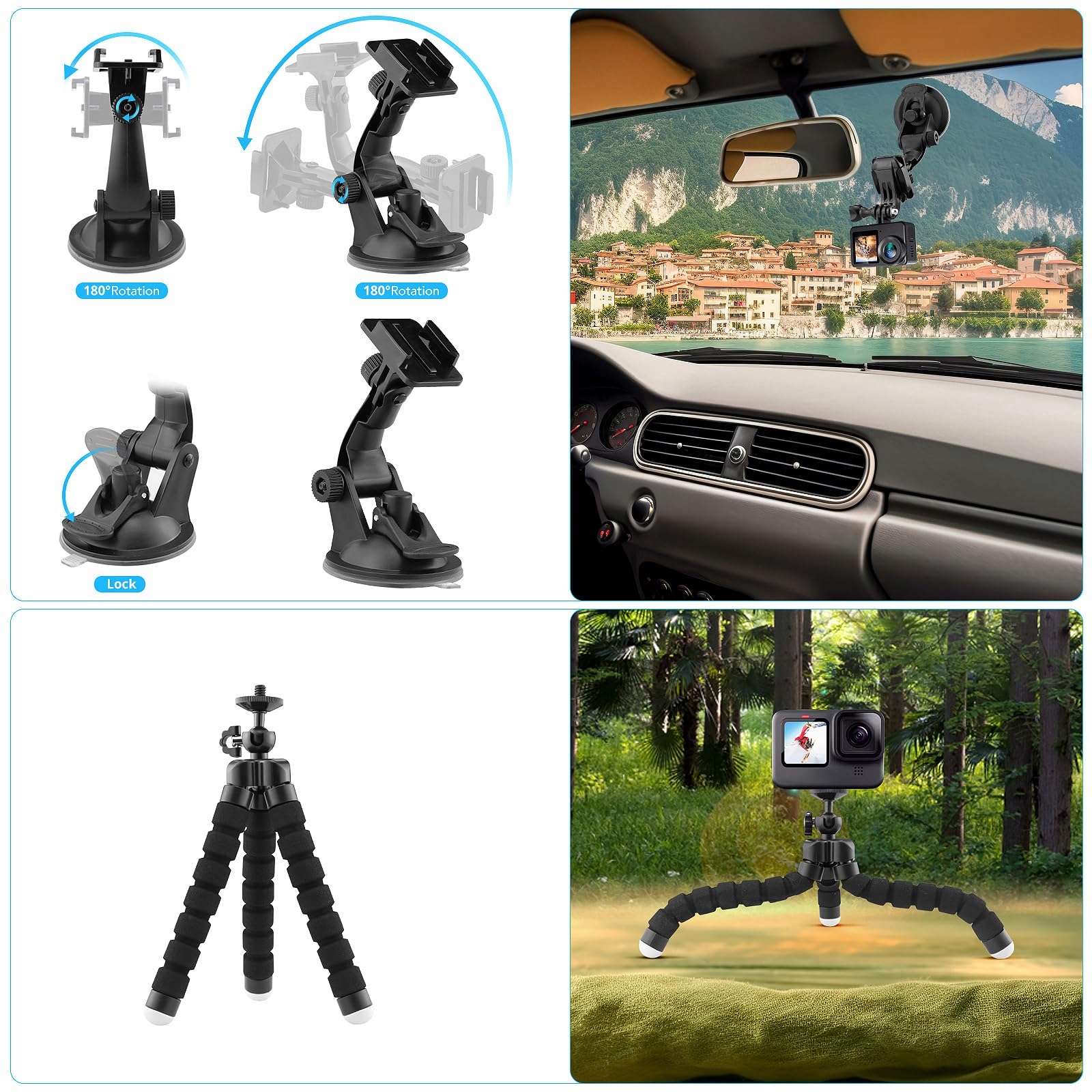 Zestaw Akcesoriów 38w1 Do Kamer Sportowych GoPro DJI SJCAM GeeKam — miniatura 6