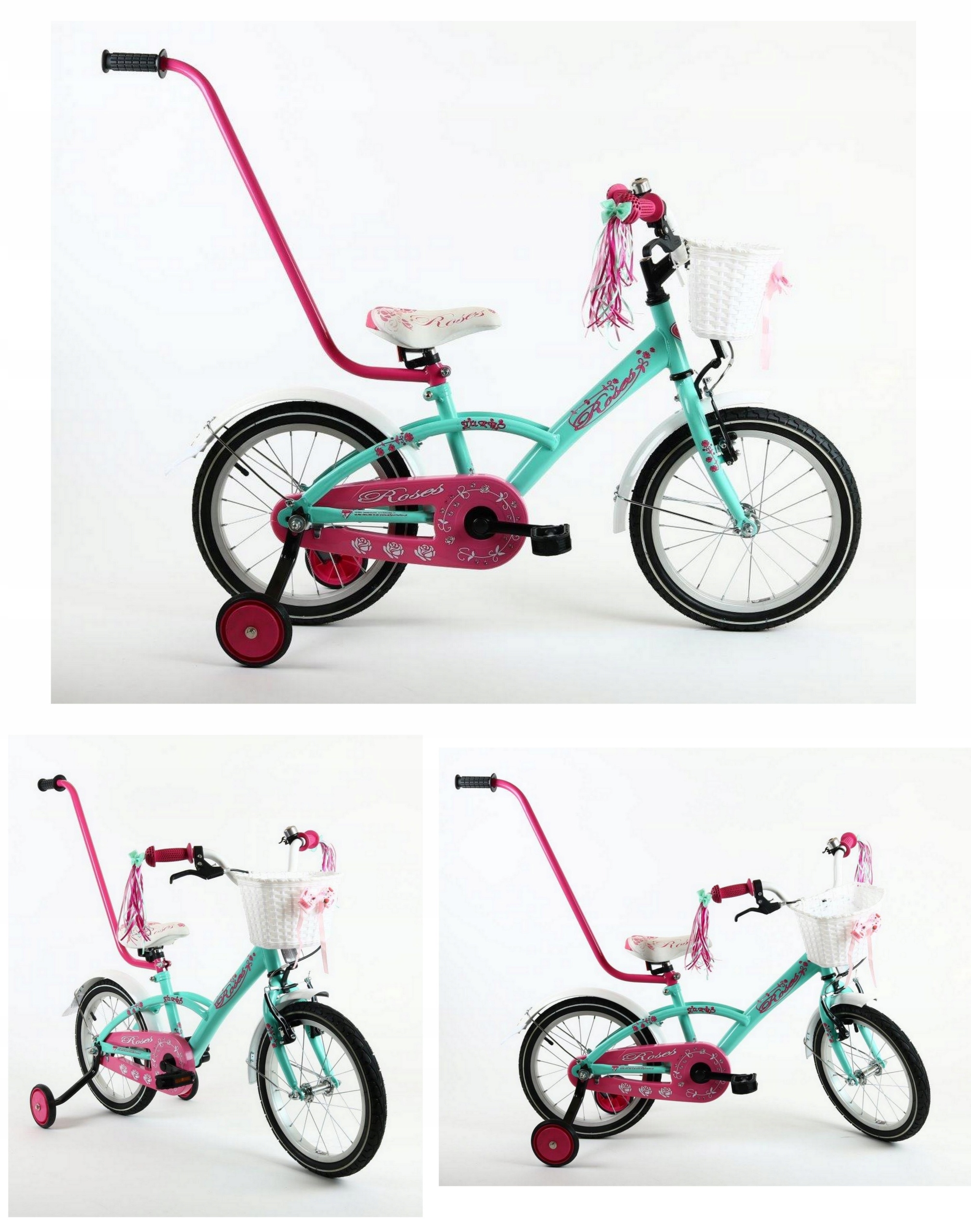 Rower 16 cali dla dziewczynki Turbo Roses miętowo-różowy Polski Producent!