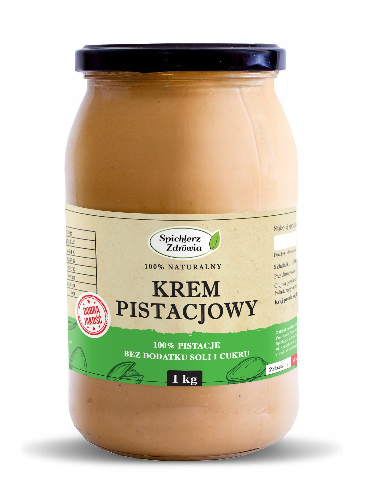 KREM PISTACJOWY PASTA Z PISTACJI PRAŻONYCH 1000g