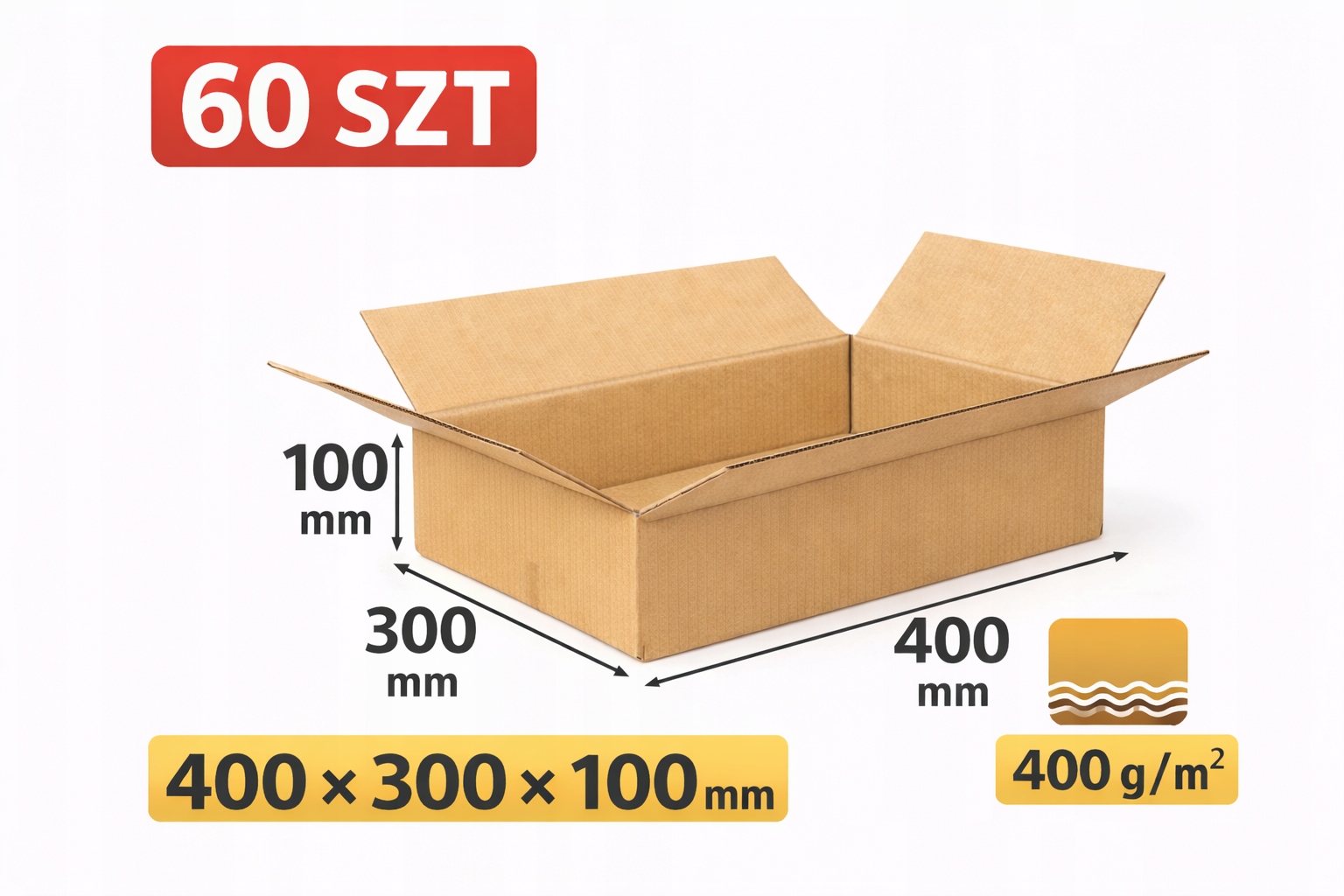 Karton 400x300x100 400 g/m² 60szt. pudełko wysyłkowe mocne Paczkomat "b"