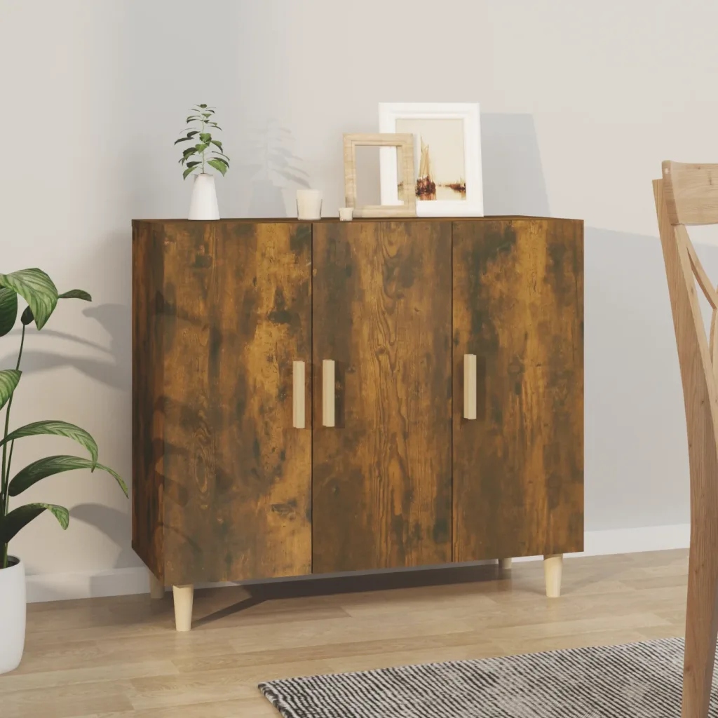 Příborník kouřový dub 90 x 34 x 80 cm kompozitní dřevo Hnědá 817459