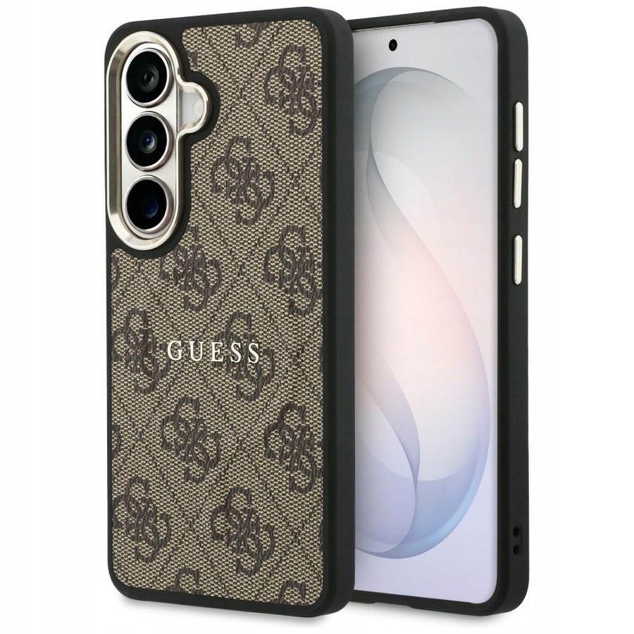 Pouzdro Guess 4G Embossed Ring MagSafe pro Samsung Galaxy S26 hnědé
