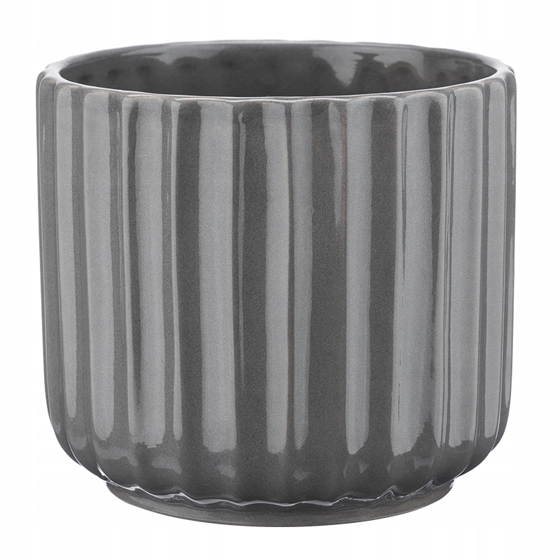 

Osłonka doniczka ceramiczna 12 cm szara prążki