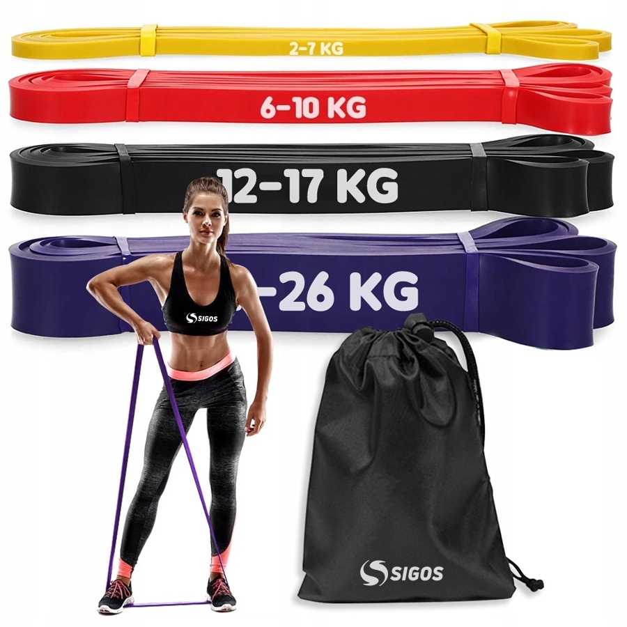 Zestaw 4 Gum Do Ćwiczeń power band gumy oporowe XL Etui