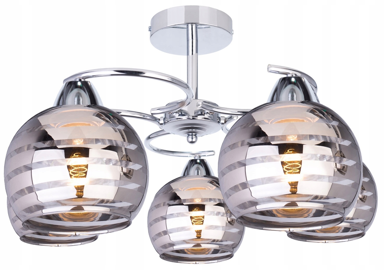 

Szklana Lampa Wisząca Sufitowa Żyrandol Led Chrom