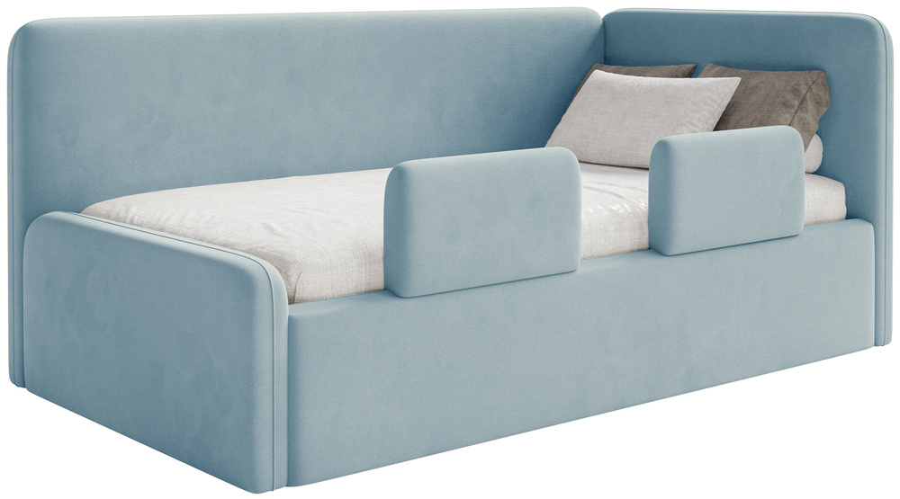 Postel pro mláděž 90x200 cm Fanklo zábrany modré velurové pravé