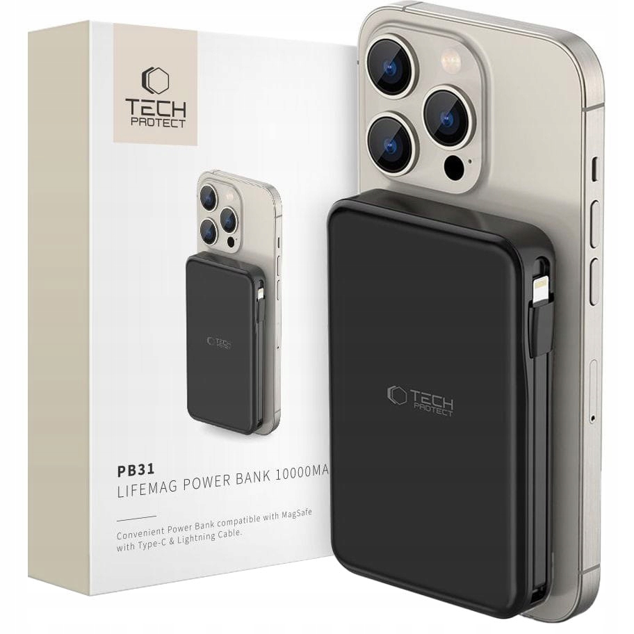Powerbank bezprzewodowy do MagSafe, Tech-Protect 10000mAh 15W Pd 3.0 szybki