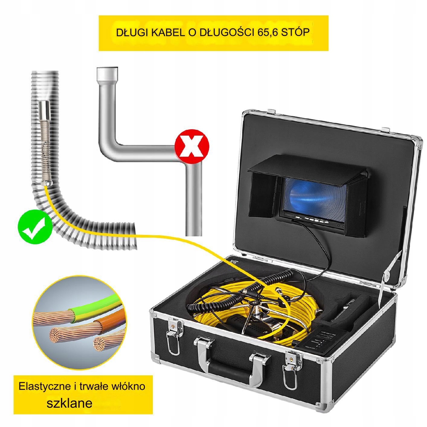 Kamera inspekcyjna do rur 30m Rodzaj spirala kanalizacyjna