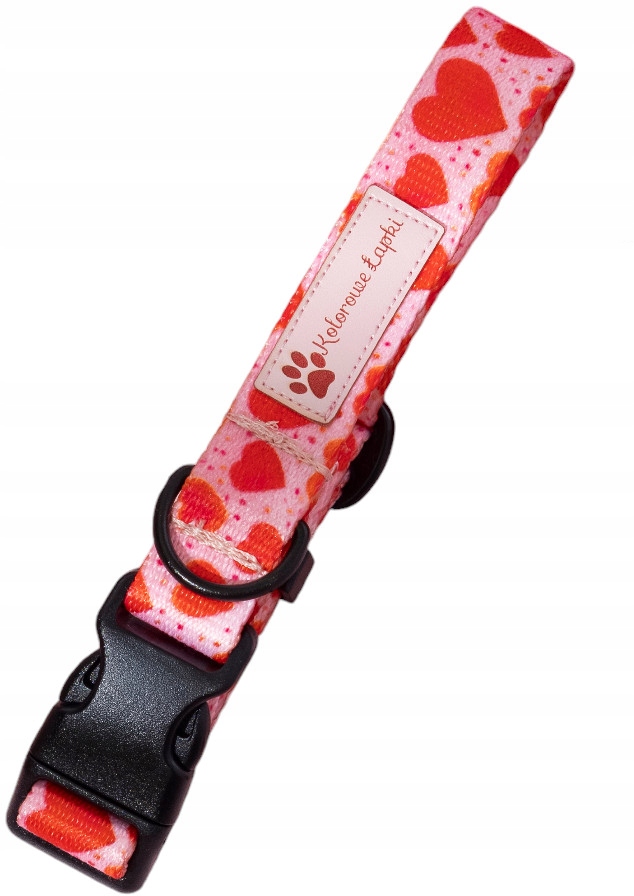 Levně Obojek Pro Psa Kočku Na Přezku Srdíčka Srdce Černé Kování 3cm L 50-65cm