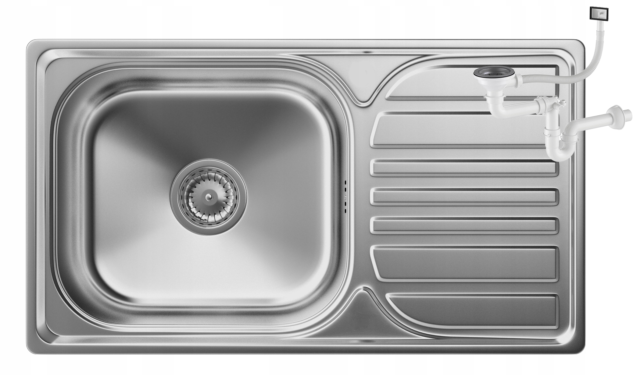 Drez Oceľ 1KOM Veľký Odkvapkávač Satén Klasický Drez Do Kuchyne TURI76