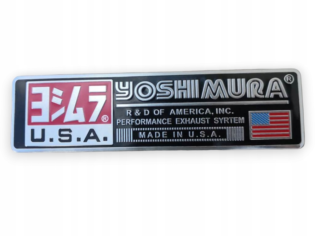 Emblemat Aluminiowy NAPIS DO YOSHIMURA Naklejka Wydechu Tłumika 140mmX40mm
