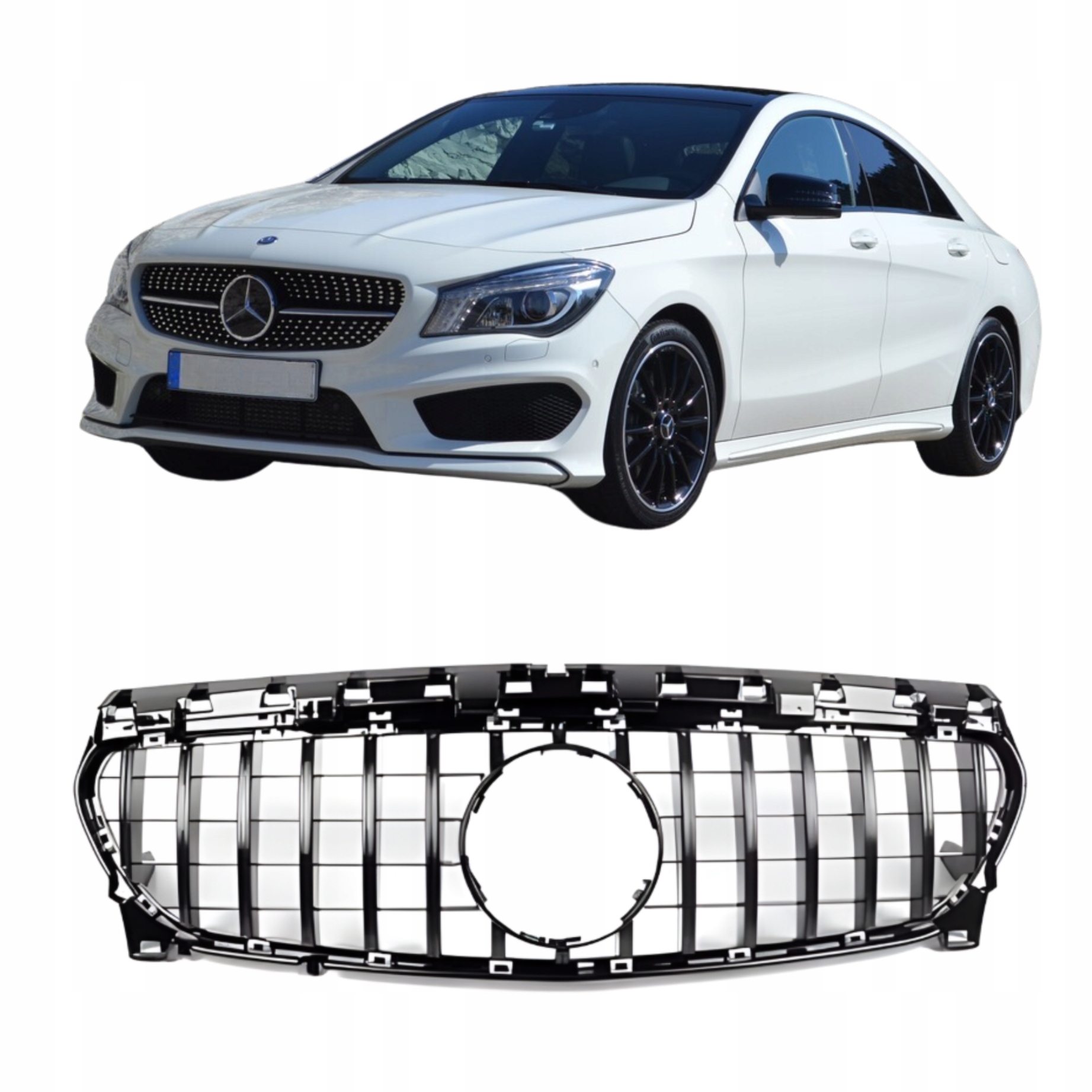 Predný Nárazník Atrapa Mercedes-benz Cla W117 2014-2019 Panamerická Čierna Lesklá