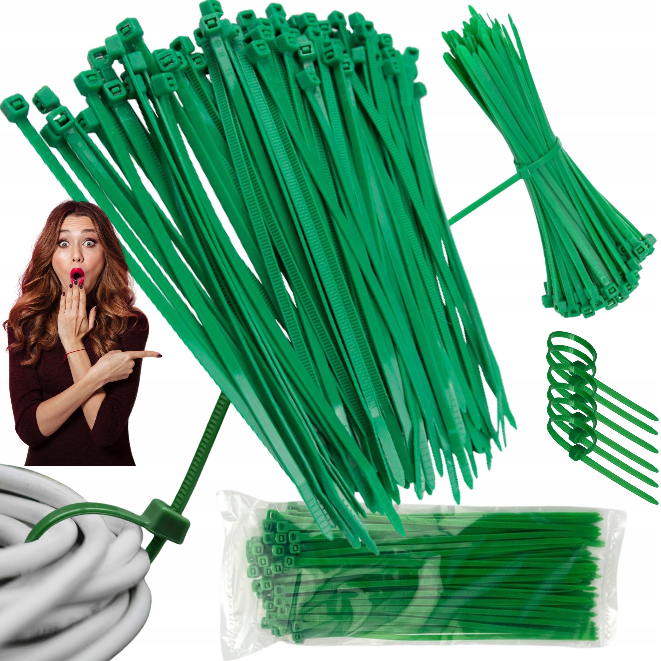 OPASKA ZACISKOWA TAŚMA OPASKA KABLOWA TRYTKA TRYTYTKA ZIELONA 2,5 X 100MM