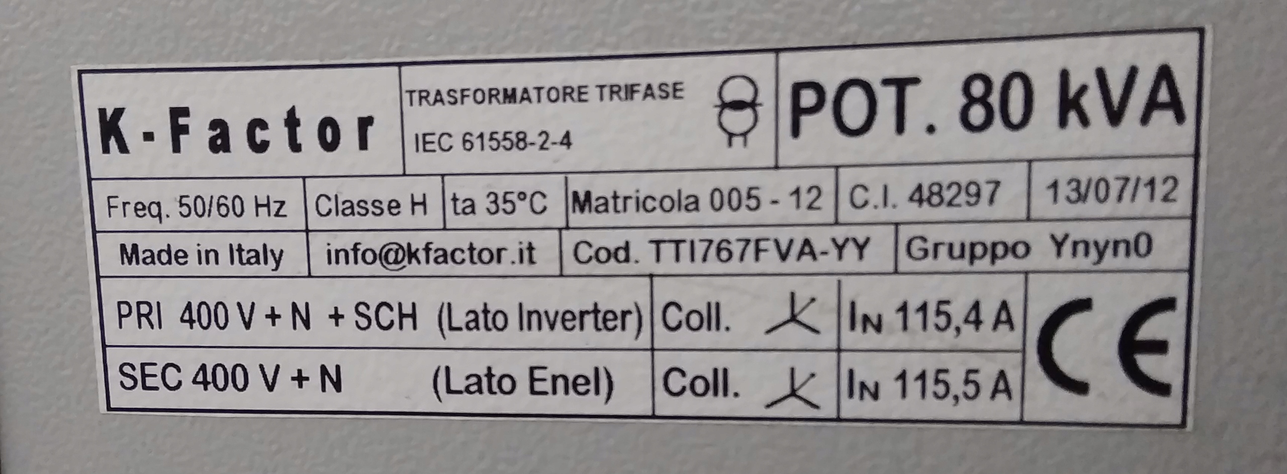 TRANSFORMATOR SEPARACYJNY 80kVA Marka Inna