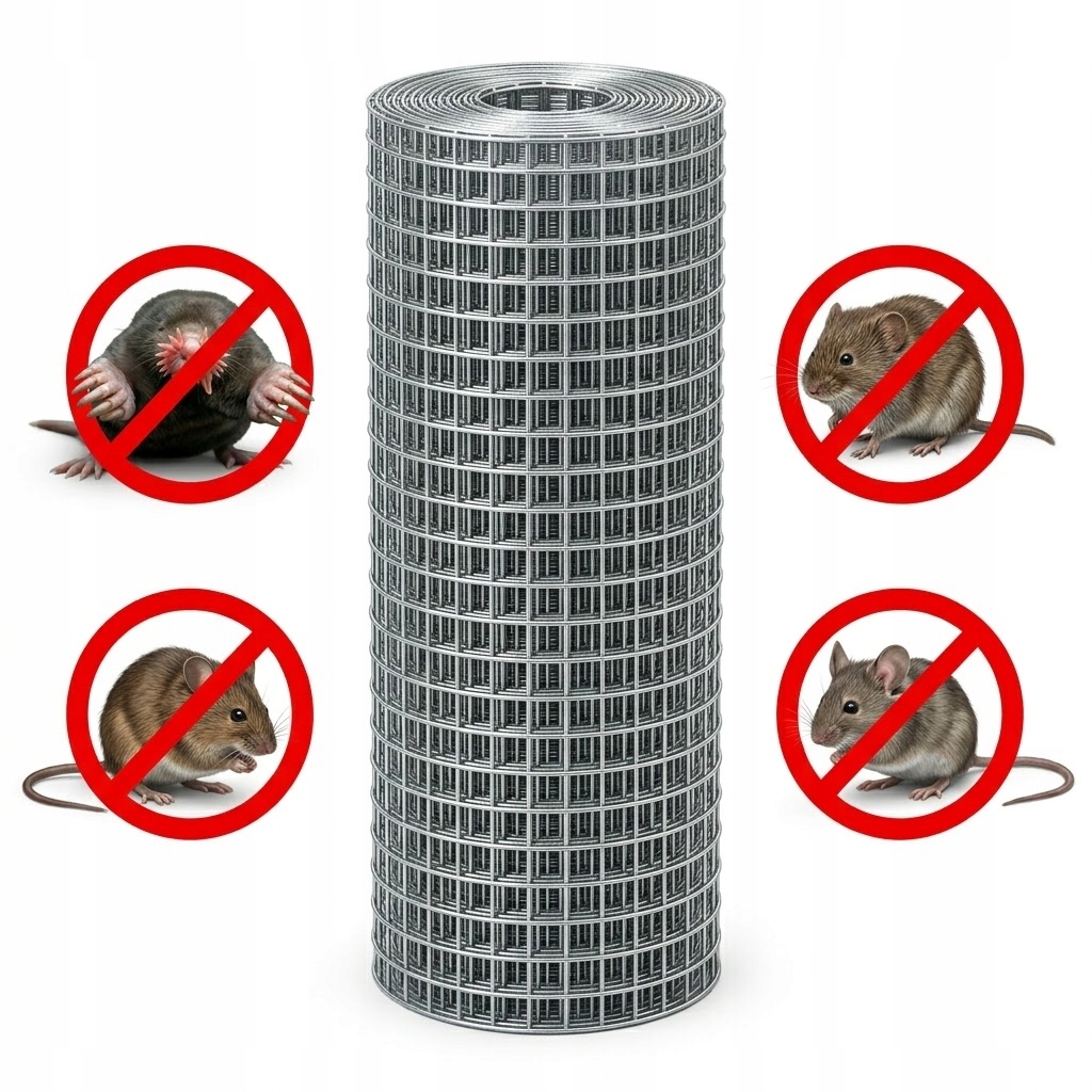 Siatka przeciw gryzoniom nornicom 12x12 mm ocynk 50 cm 10 m mocna zgrzewana