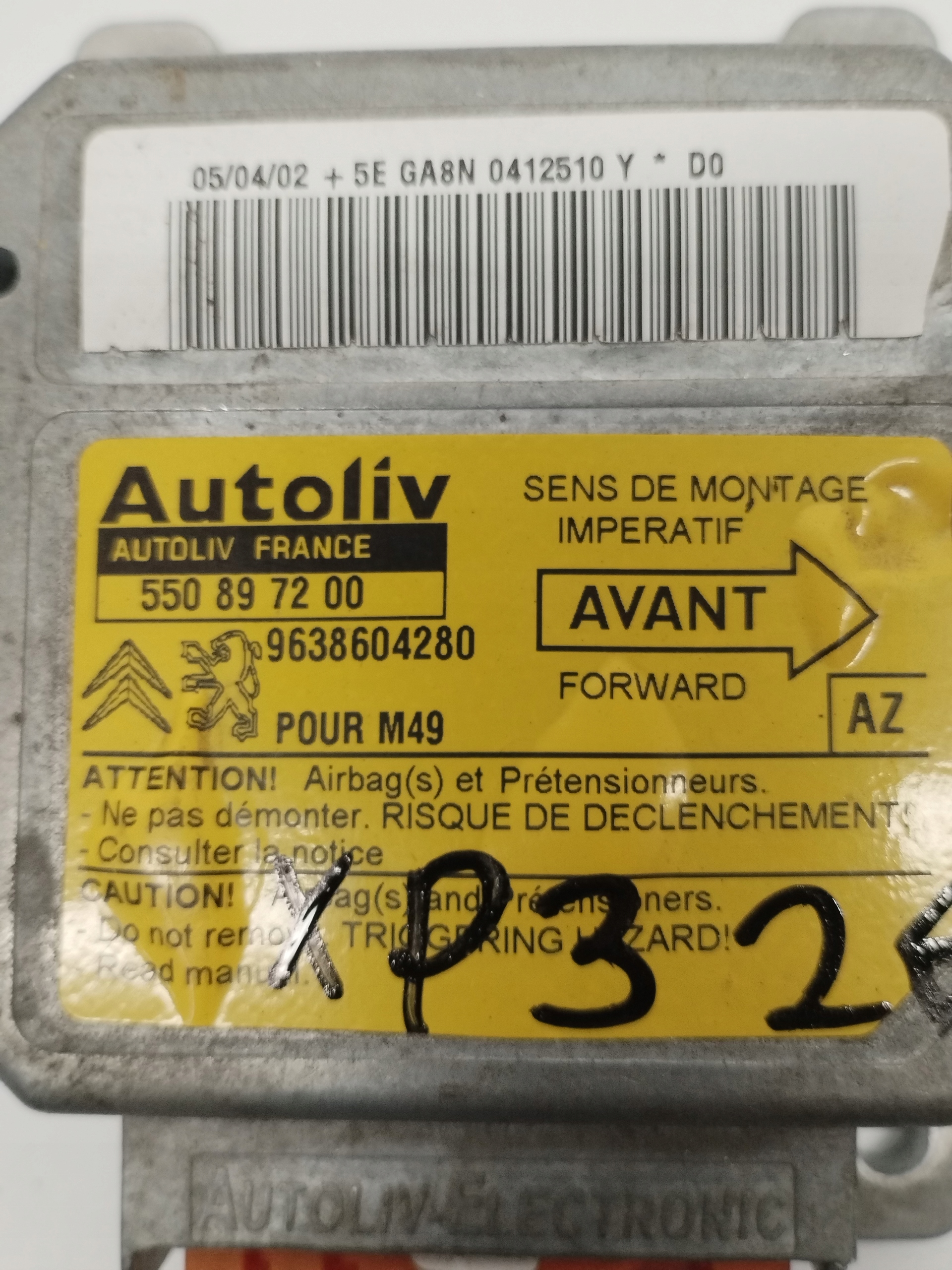 modulo sensor airbag Peugeot Partner 9638604280
