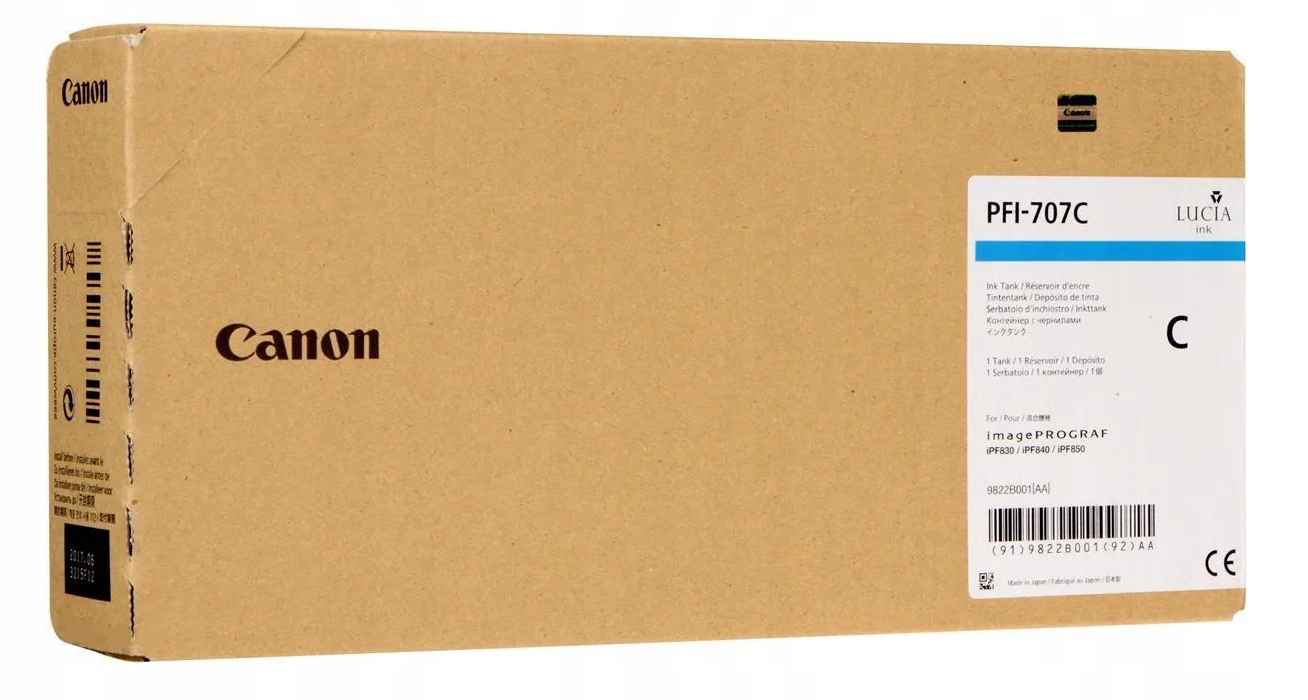 Atramentová náplň Canon PFI-707 PFI707 9822B001 Cyan iPF830 iPF840 iPF850 Originál