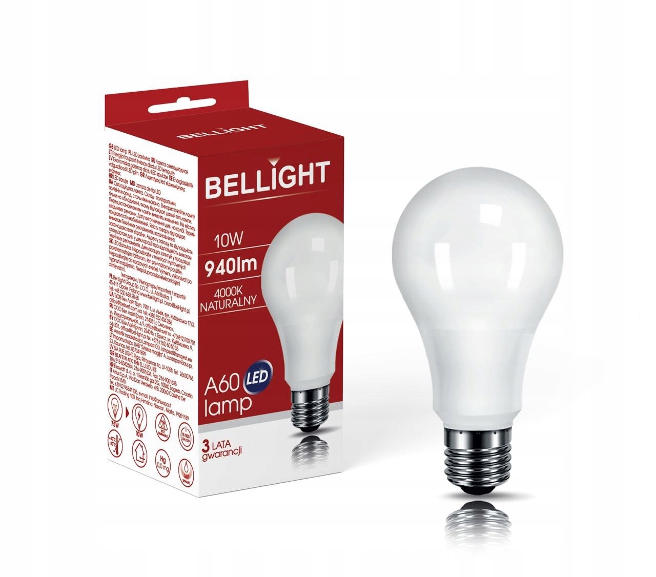 

Żarówka Led A60 230v 10w 4000k e27 940lm Neutralna