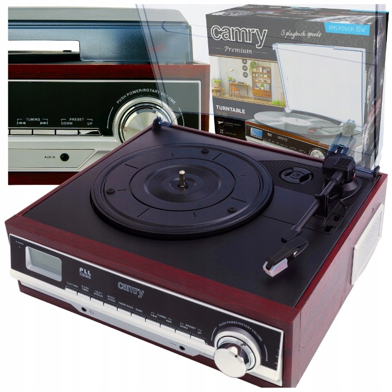 Gramofón S Rádiom 3 Rýchlosti 33/45/78 Rádio Fm Am Retro Drevený Displej