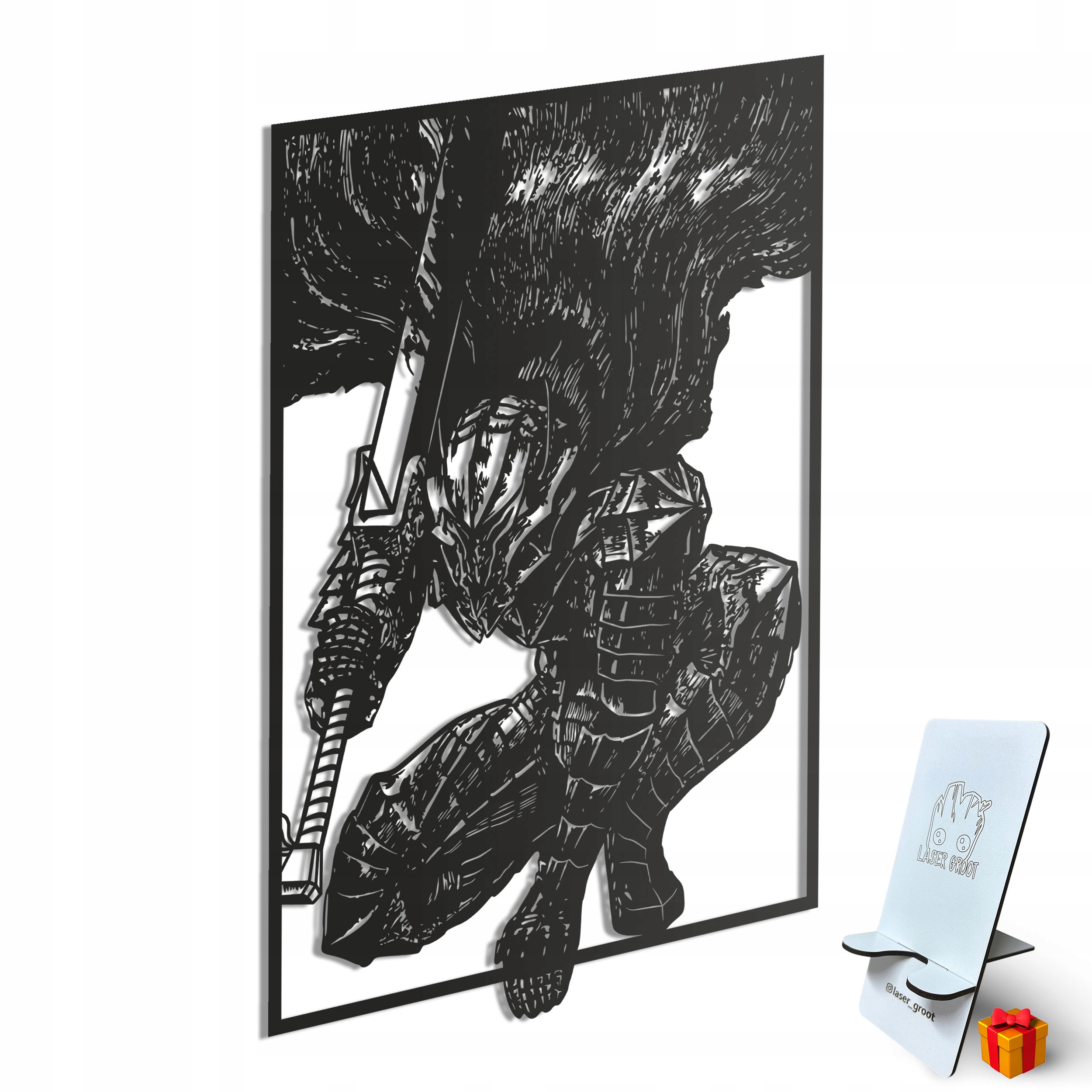 Dřevěný 3D obraz Anime Berserk Guts Nástěnná Dekorace Dárek XL