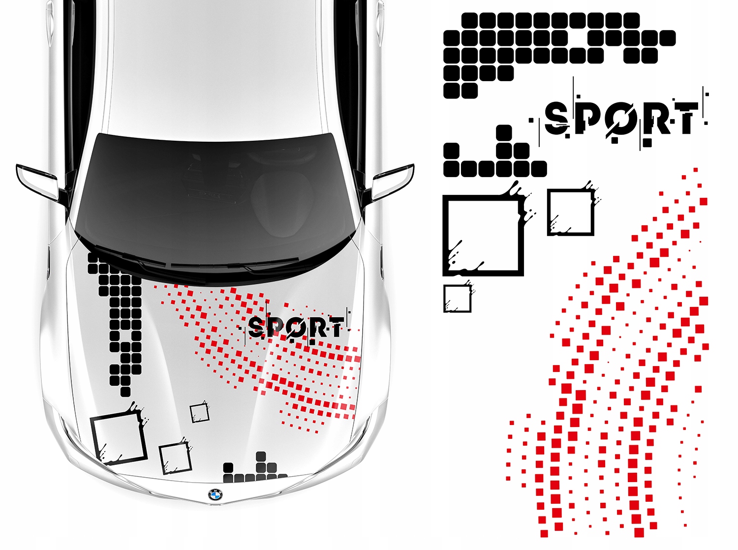 Samolepka Grafika na auto Masku Motiv Čtverce Sport Tvary 88x175