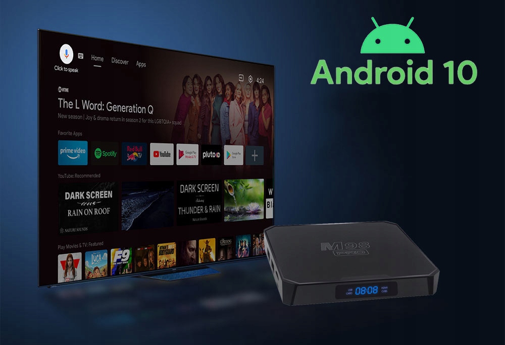 SMART BOX TV 4K WIFI Android 10 PRZYSTAWKA 2/16G Model M98 16G