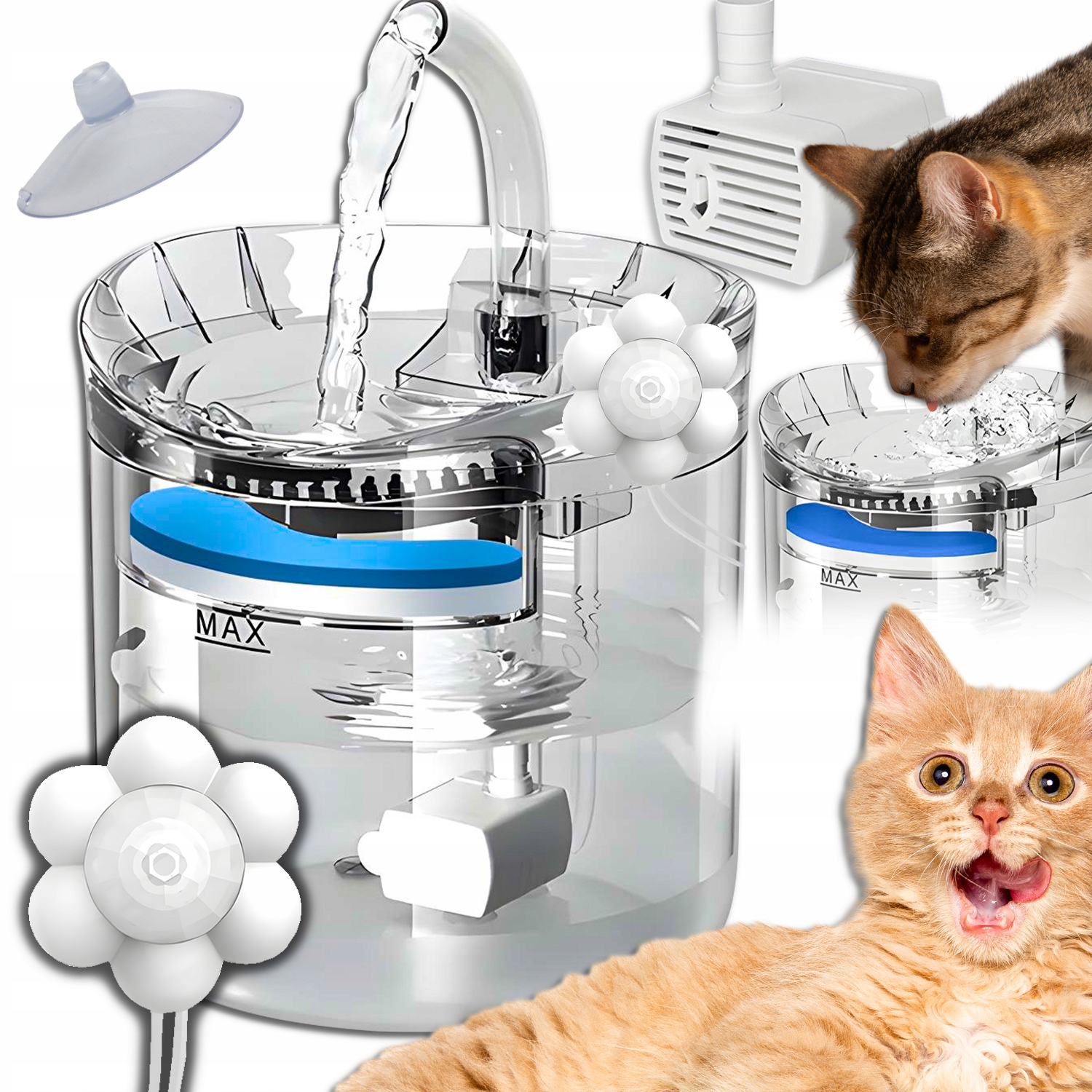 Poidełko Fontanna dla Kota Psa Wodna Miska >2,5L< + Filtr + Czujnik Ruchu