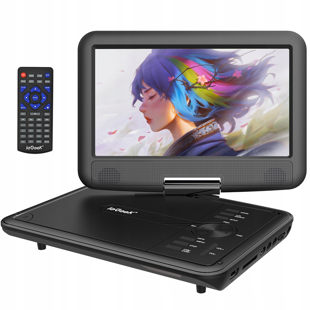 Przenośny Samochodowy Odtwarzacz DVD 9'' LCD Czarne Na 2000MAH Baterią