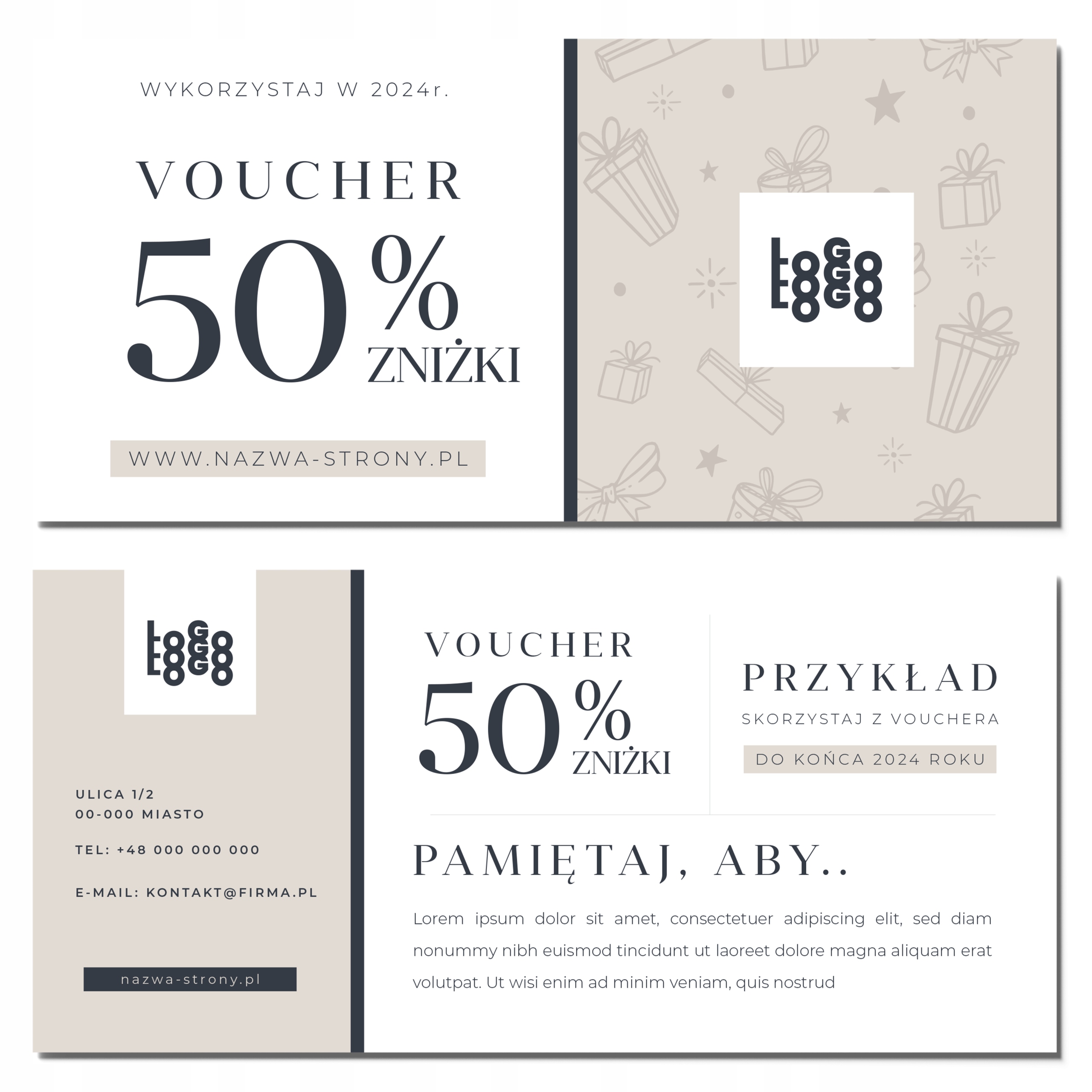 Vouchery upominkowe matowe 99x210mm GRUBE 350g DARMOWY PROJEKT 500 sztuk