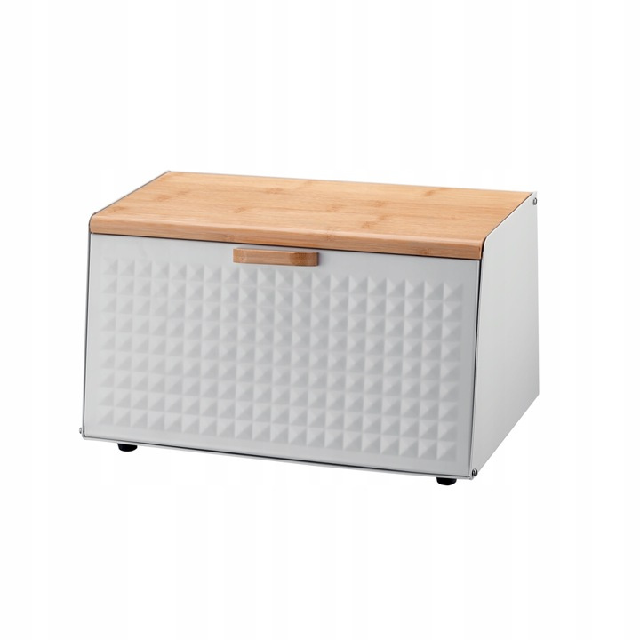 CHLEBAK BIAŁY - EMALIOWANY Z POKRYWĄ BAMBUSOWĄ 35,5 X 17 X 19,5 CM BIAŁY