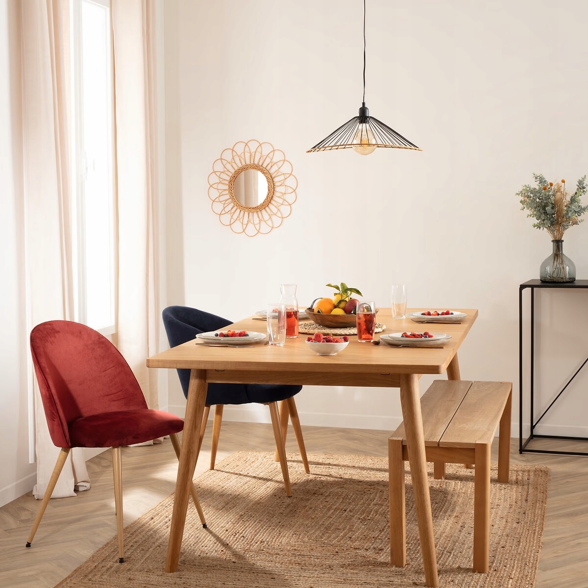 Lustro ścienne w stylu boho rustykalnym okrągłe Kod producenta 150682