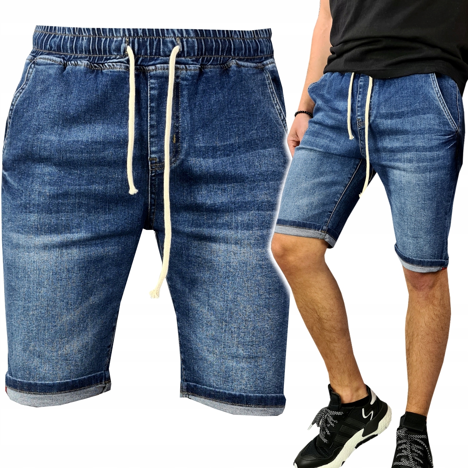 

Spodenki Jeans Modne Gumką Wywijane Jakość 029 XL
