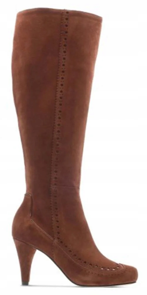 Clarks Dámské kozačky Jiřina Sierra velikost 40 hnědé, semišová kůže