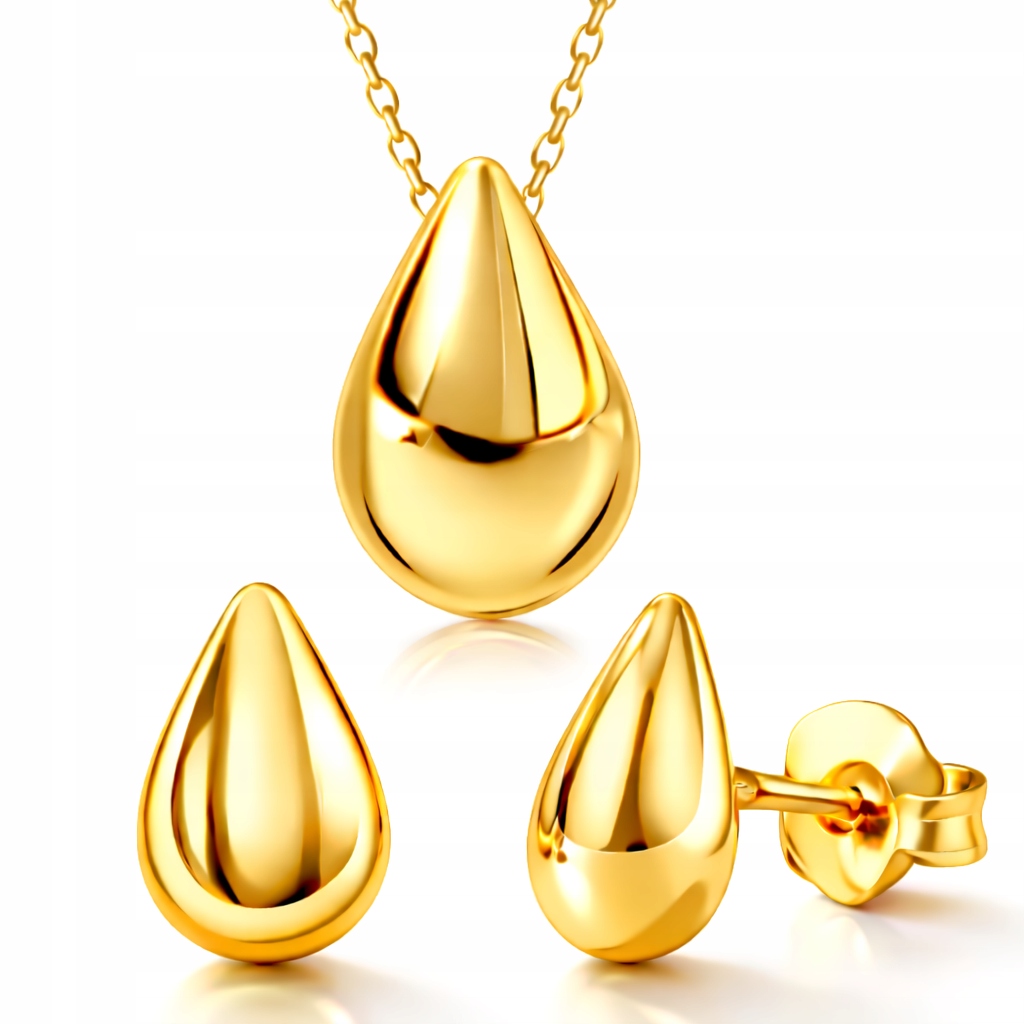 Komplet dámských pozlacených šperků kapka, ryzost stříbro 925