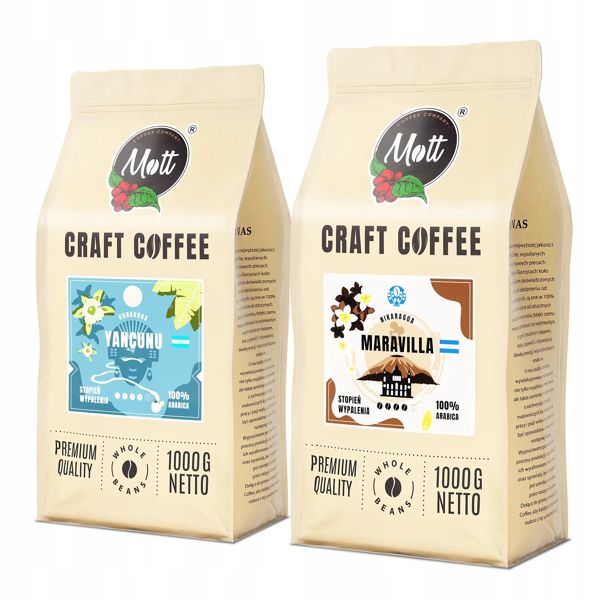 Levně Káva Zrnková 2 kg Set Honduras Nikaragua 100% Arabica Čerstvě pražená